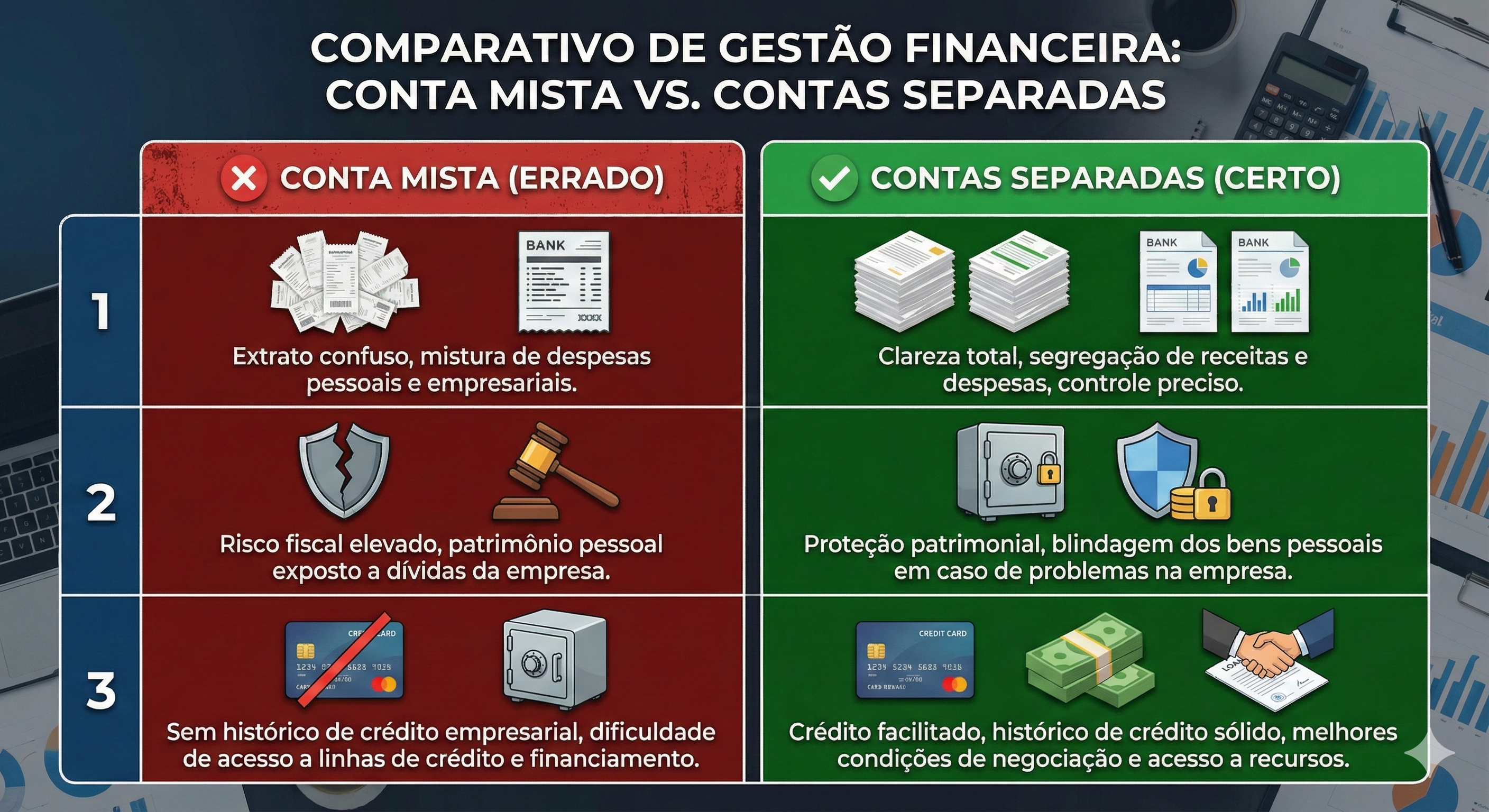 Comparativo: Conta Mista vs Contas Separadas